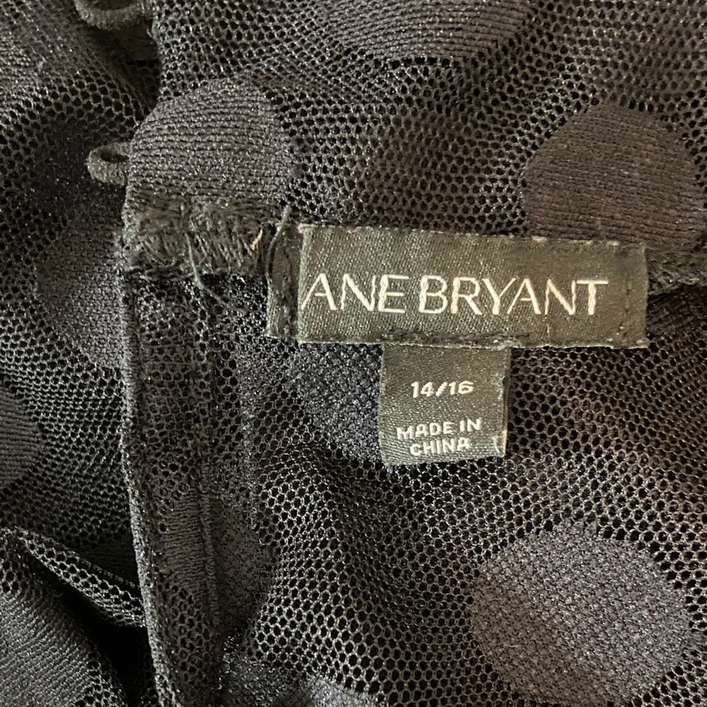 Lane Bryant mesh stretch Black Polka Dot Sheer Blouse 14/16 mock neck - Picture 12 of 13